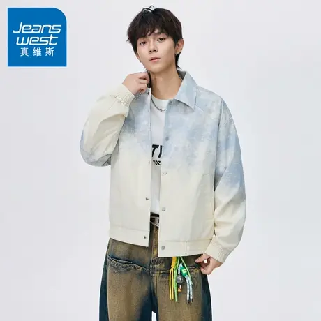 N5真维斯外套男2025秋季新款美式潮牌时尚渐变上衣服男士春秋夹克商品大图