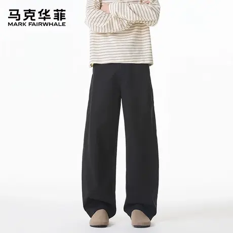 【马克华菲】2025新款立体褶皱男士阔腿裤宽松免烫休闲直筒长裤男商品大图