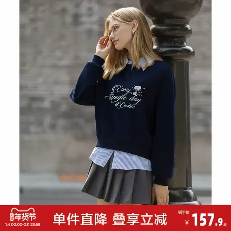 唐狮2026秋冬季新款女士卫衣外穿针织polo领洋气卡通慵懒风高级感图片