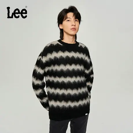 【郑业成同款】Lee商场同款23秋冬新品舒适版波浪条纹多色男毛衣图片