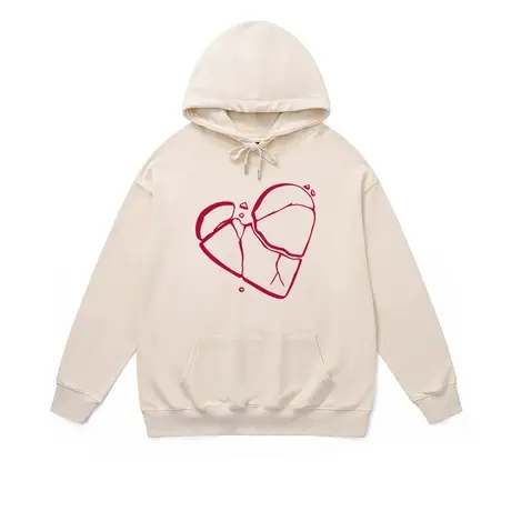 情侣连帽卫衣秋冬款新款小众设计破碎爱心加绒加厚不一样的情侣装商品大图