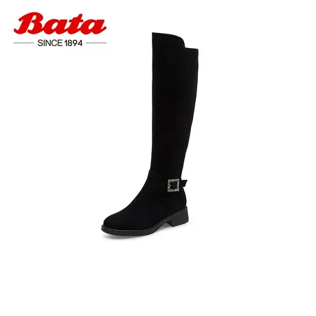 Bata弹力瘦瘦靴女2022冬商场新款及膝显瘦增高骑士长筒靴X5032DC2图片