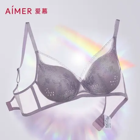 洞力装爱慕无钢圈内衣女灵动之旅大胸显小文胸AM173051图片