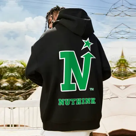 Nuthink美式潮流宽松字母帽子卫衣男潮ins中性风大码情侣春季外套商品大图