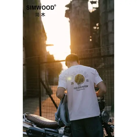 Simwood简木男装【宽松版型】夏装新品背后印花圆领短袖T恤男图片