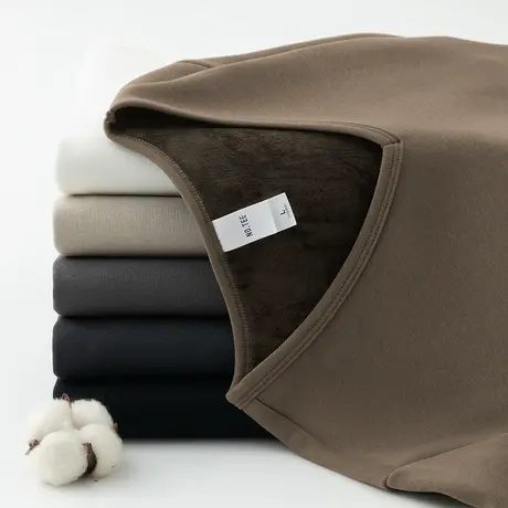 长袖t恤男装V领纯色上衣服秋冬季潮流内搭打底衫加绒加厚保暖秋衣图片