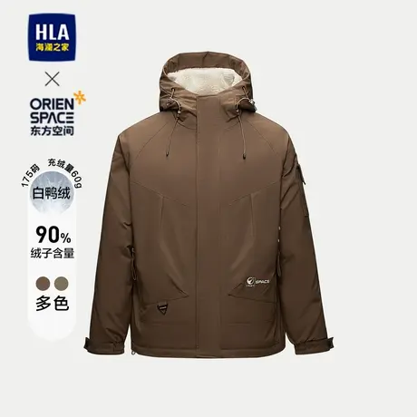 HLA/海澜之家东方空间联名羽绒服2023秋冬新款连帽加绒户外外套男图片