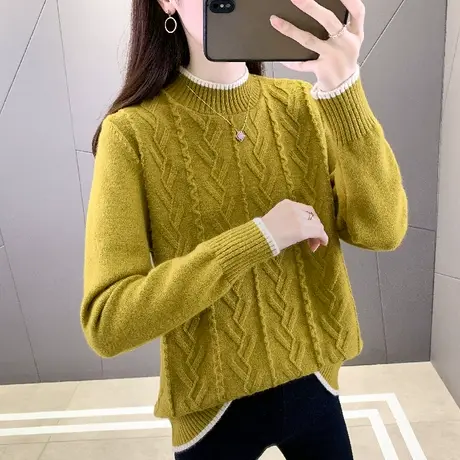 新品半高领毛衣女秋冬2023新款爆款冬季慵懒风针织打底衫上衣内搭图片