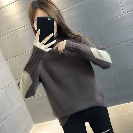 半高领毛衣女宽松外穿2024秋冬新款洋气内搭加厚针织打底衫女套头商品大图