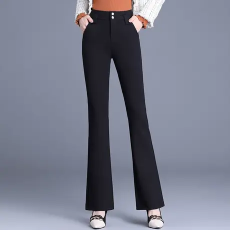黑色高腰长裤微喇裤女秋季2023新款坠感显瘦西装裤气质休闲喇叭裤图片