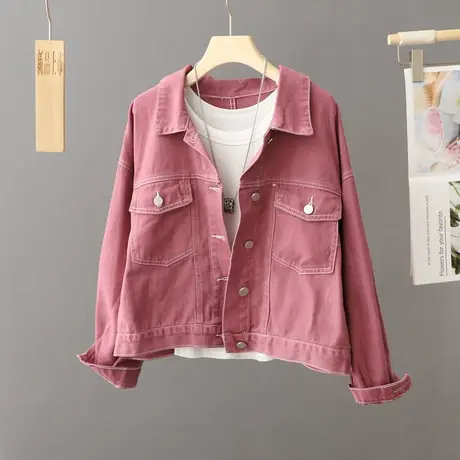 网红短款牛仔外套女式2024早秋新款高级感宽松小个子休闲夹克上衣图片