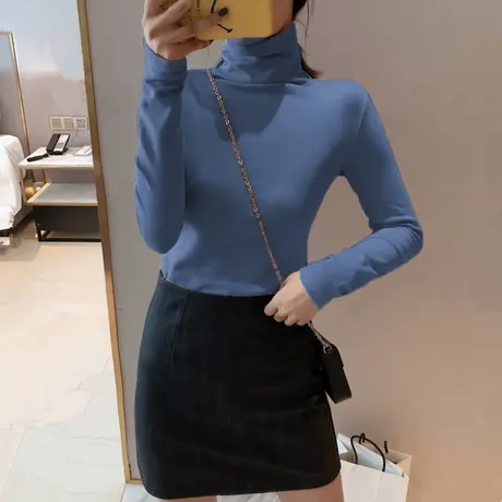 2024年新款内搭高领长袖t恤百搭打底衫春秋冬加绒保暖上衣ins女装商品大图