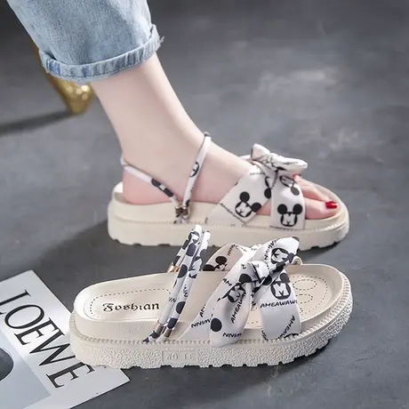 仙女风凉拖鞋女外穿平底防滑2023夏季新款可湿水海边沙滩两穿凉鞋商品大图