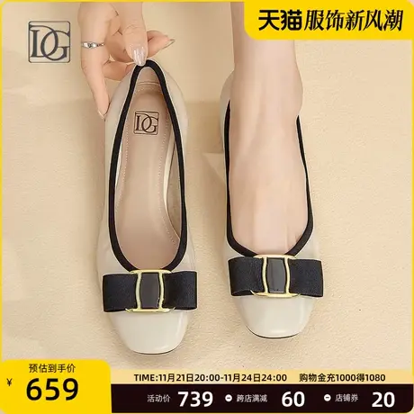 羊皮浅口单鞋女低跟新款矮粗跟通勤休闲真皮软皮妈妈皮鞋商品大图