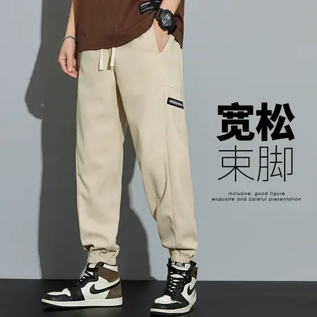 秋季春秋款细条绒灯芯绒裤子男款休闲裤男士束脚运动卫裤男裤秋装商品大图