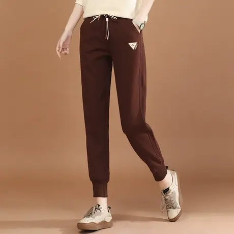 韩潮袭人松紧腰宽松束脚卫裤女2024春新款百搭哈伦休闲裤运动裤图片