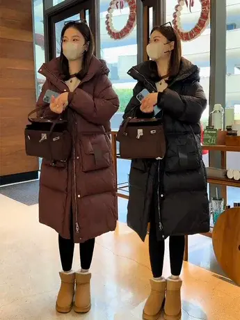 长款羽绒服女2023冬季新款高级感超好看欧货过膝加厚白鸭绒厚外套图片