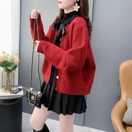 设计感甜美蝴蝶结毛衣外套女春季2024新款洋气减龄小个子针织开衫商品大图