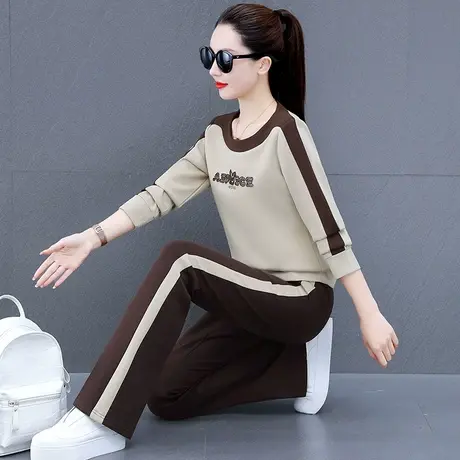 圆领运动套装女春秋2024年新款时尚休闲显瘦卫衣直筒裤春装两件套图片