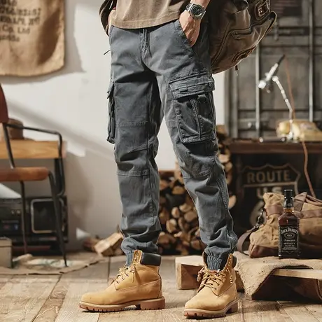 时尚百搭男秋冬裤子复古日系工装裤男时尚宽松男士休闲长裤潮流男商品大图