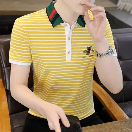 个性潮流纯棉polo衫男翻领长袖t恤2023秋季潮牌打底衫男装秋衣ins商品大图