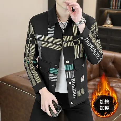 2023秋冬新款男士加棉加厚夹克宽松休闲棉衣保暖翻领棉袄棉服冬装图片
