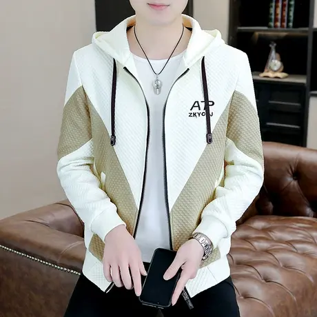 外套男士秋季潮牌拼接撞色帅气连帽衫上衣ins高级感韩版休闲夹克商品大图