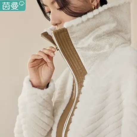 茵曼高端欧货洋气羊羔绒毛毛外套女新款休闲长袖短款棉衣棉服韩系图片