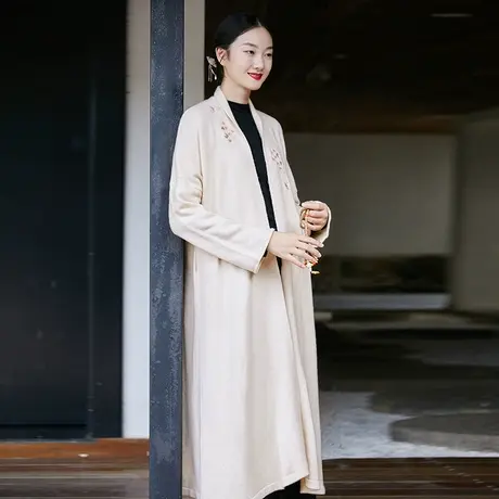 素飞中国风开衫春季新款刺绣改良唐装仙气禅意茶服素雅针织外套女图片