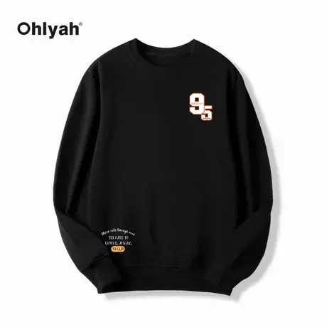 Ohlyah潮牌重磅长袖圆领衫女秋季中性男女情侣嘻哈发泡印花卫衣商品大图