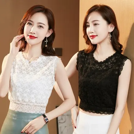 蕾丝打底衫女百搭圆领套头春秋款洋气内搭防走光配毛衣衬衫假衣领图片