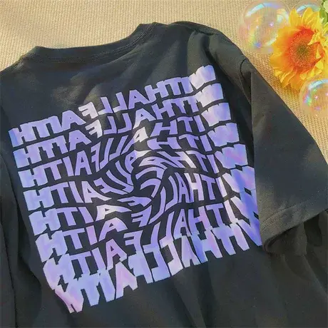 美式复古短袖t恤女2022宽松韩版原宿bf慵懒风chic港味上衣服ins潮图片