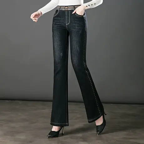 牛仔裤女秋季2023春秋新款高腰宽松阔腿裤微喇显瘦裤子图片