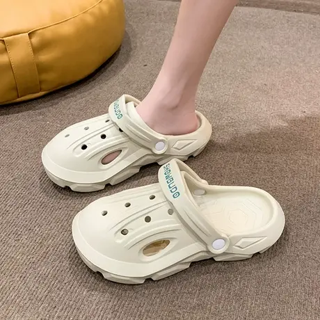 包头拖女夏2023年夏季新款时尚百搭厚底拖鞋两穿感洞洞鞋凉鞋外穿商品大图