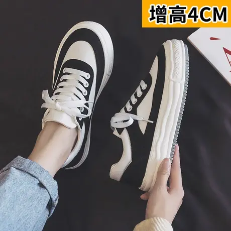 厚底帆布鞋女鞋2023年新款拼色休闲板鞋韩版百搭女学生低帮布鞋子商品大图