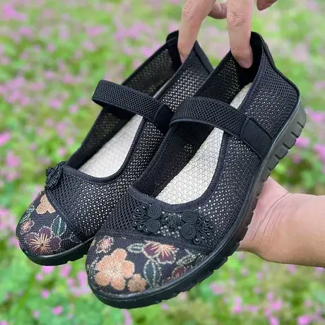 老人凉鞋女防滑中老年人妈妈鞋夏季新款透气女士老北京布鞋女式鞋商品大图