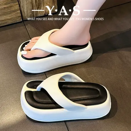 厚底人字拖女外穿夏季高跟夹脚拖鞋防滑时尚增高松糕跟凉拖鞋新款商品大图
