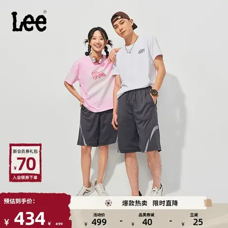 Lee24春夏新品宽松网眼灰色男女同款休闲短裤篮球裤LUB008307205图片