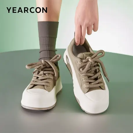 意尔康小众低帮板鞋女2025秋圆头小白鞋增高面包鞋休闲百搭运动鞋商品大图
