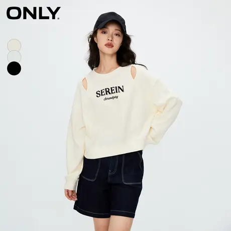 ONLY2023冬季新款时尚休闲宽松印花短款长袖圆领卫衣女*12339S008商品大图