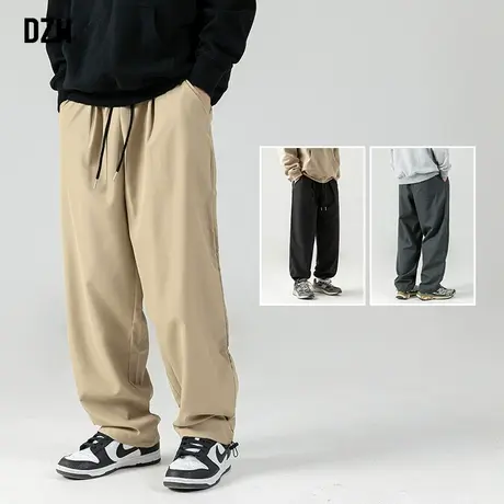 男士日系卡其色工装裤男秋季潮牌男款裤子宽松直筒休闲百搭登山裤商品大图