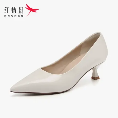 红蜻蜓女鞋漆皮女士低跟职业高跟鞋女2024新款细跟夏季不累脚真皮图片