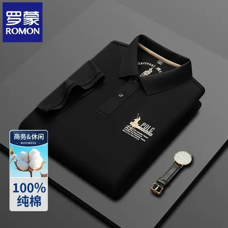 罗蒙男士纯棉刺绣POLO衫短袖t恤夏季薄款商务休闲中年翻领半袖N2Z商品大图