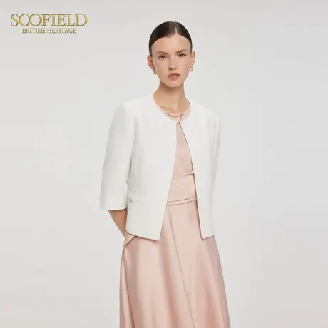 Scofield女装法式静奢小香风圆领短外套门襟隐形扣2025夏季新品图片