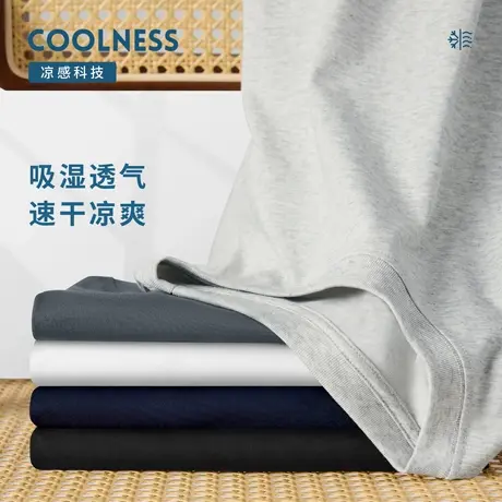 【CoolMax凉感科技】纯色冰爽短袖男款长绒棉速干吸湿透气T恤男士商品大图