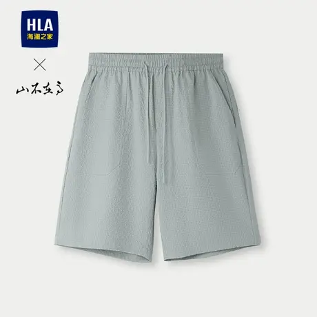 HLA/海澜之家山不在高肌理感休闲中裤25夏新款轻薄五分抽绳短裤男图片