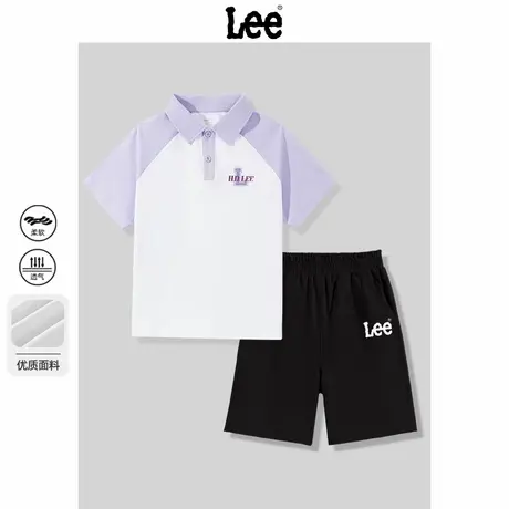 Lee童装女童套装2025新款夏小女孩撞色polo衫儿童时髦洋气两件套图片