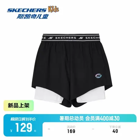Skechers斯凯奇2025新款女童碳黑运动休闲梭织短裤户外运动短裤商品大图