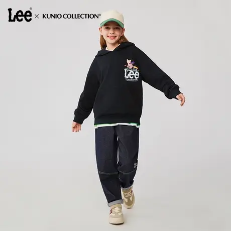 Lee童装手绘涂鸦连帽卫衣女童2025年秋季新款休闲百搭宽松上衣商品大图