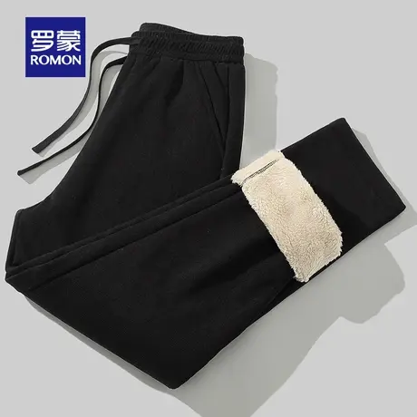 罗蒙羊羔绒加绒加厚运动休闲裤2025冬季新款保暖棉裤灯芯绒卫裤男图片